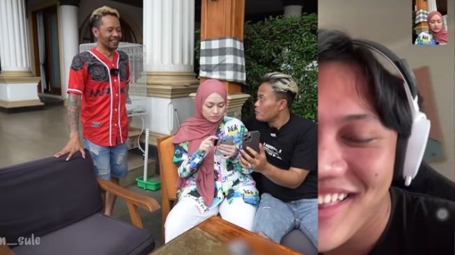 Sule dan Nathalie Holscher menggoda Rizky Febian. [YouTube Sule Channel]