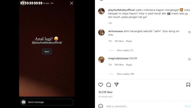 diduga akun Salim Nauderer kirim pesan mesum [Instagram/@playitsafebabyofficial]