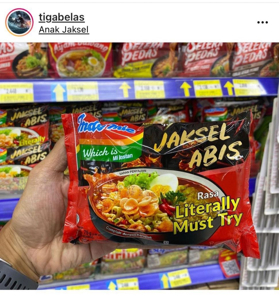 Ternyata Ini Sosok di Balik Indomie Jaksel Abis Rasa Literally Must Try (Instagram: tigabelas)