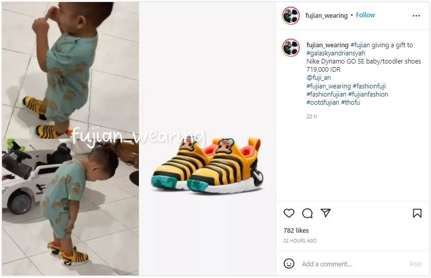 Fuji Belikan Sepatu Baru untuk Gala Sky (instagram.com/fujian_wearing)