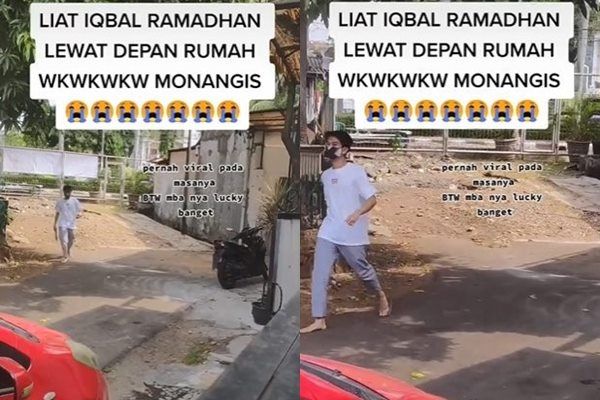 Viral Cewek Nangis Lihat Iqbaal Ramadhan Koloran dan Cekeran Lewat Depan Rumahnya. (TikTok)