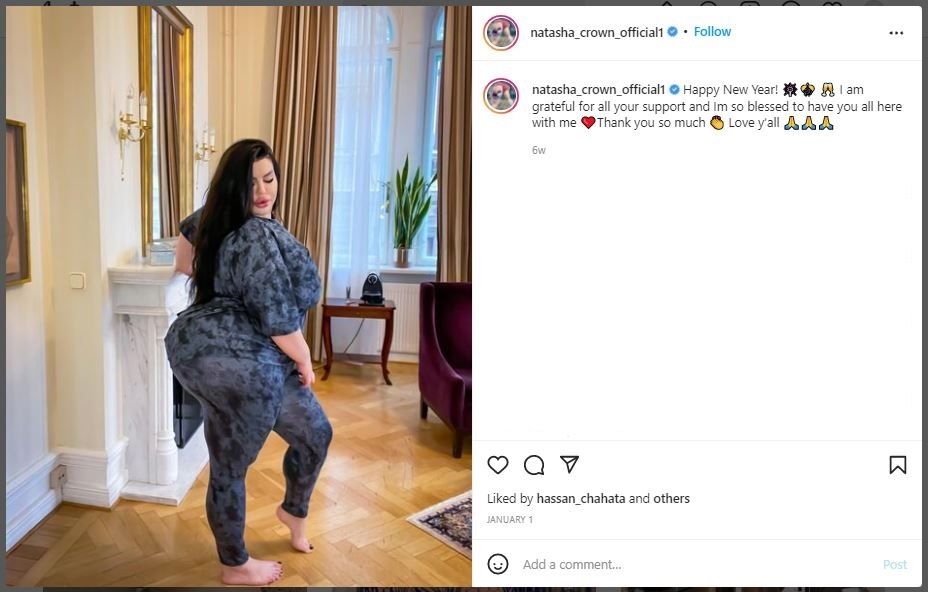 Curhat Wanita Ingin Punya Bokong Terbesar, Malah Bikin Pria Takut (instagram.com/natasha_crown_official1)