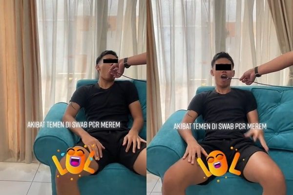 Viral Cowok Merem saat Swab PCR, Teman Malah Iseng Ikut Colok Benda Ini ke Mulutnya (TikTok)