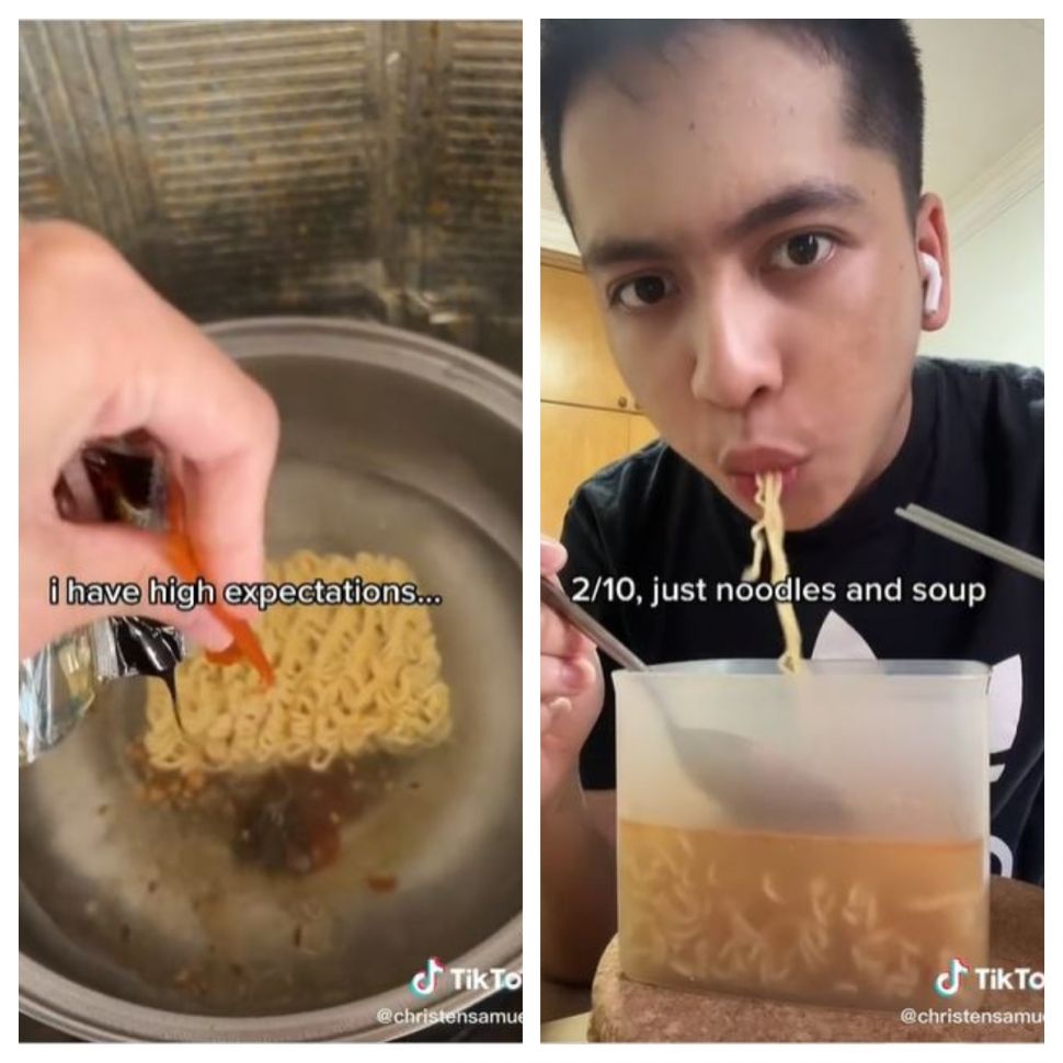 Makan Indomie dengan cara berbeda (TikTok @christensamuel_)