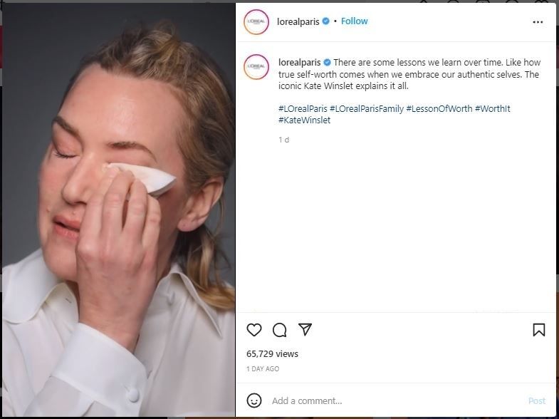 Kate Winslet Tampil Tanpa Makeup untuk Kampanye L'Oreal (instagram.com/lorealparis)