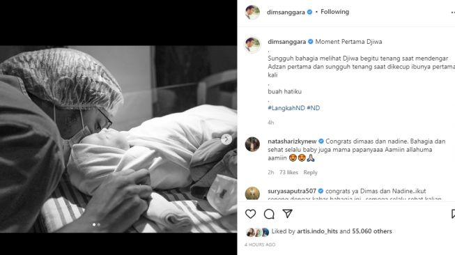 Dimas Anggara azankan anak [Instagram/@dimasanggara]