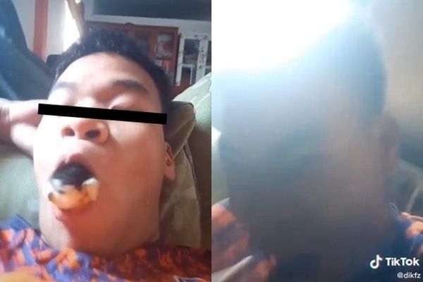 Viral Cowok Mekasukan Binatang Peliharaannya Saat Menguap Lebar-lebar. (TikTok)