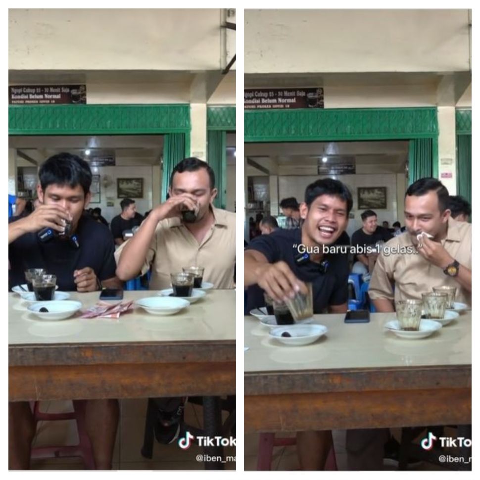 Lomba minum kopi bersama orang Aceh (TikTok @iben_ma