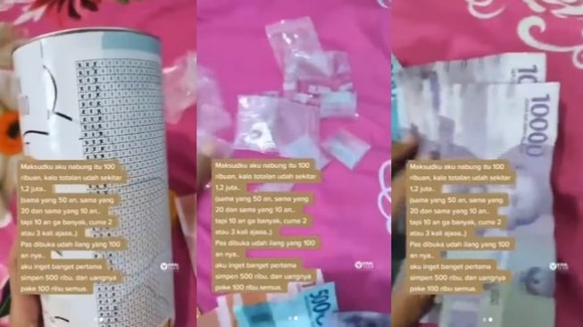 Viral cewek ngaku sebagian dari 1,2 juta tabungannya di celengan raib. (Instagram/@viralkak)