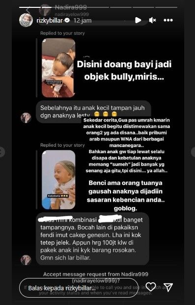 Rizky BIllar tidak terima Baby L di-bully (Instagram)