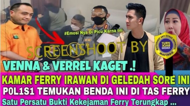 Tumbnail sebuah video yang menggambarkan kalau polisi baru saja menggeledah kamar Ferry Irawan dan menemukan bukti mengejutkan. 