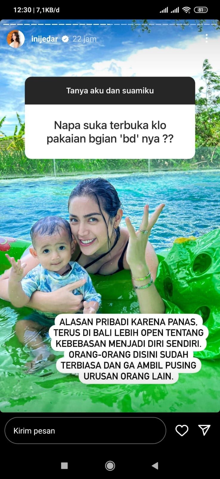 Jessica Iskandar soal alasan kerap memakai baju terbuka (Instagram @inijedar)