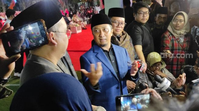 Ustaz Yusuf Mansur ditemui di acara Wisuda Akbar Tahfizh Quran di Pesantren Tahfizh Daarul Quran, di kawasan Cipondoh, Kota Tangerang, Sabtu (2/7/2022) malam. [Ferry Noviandi/Kabarindong.com]