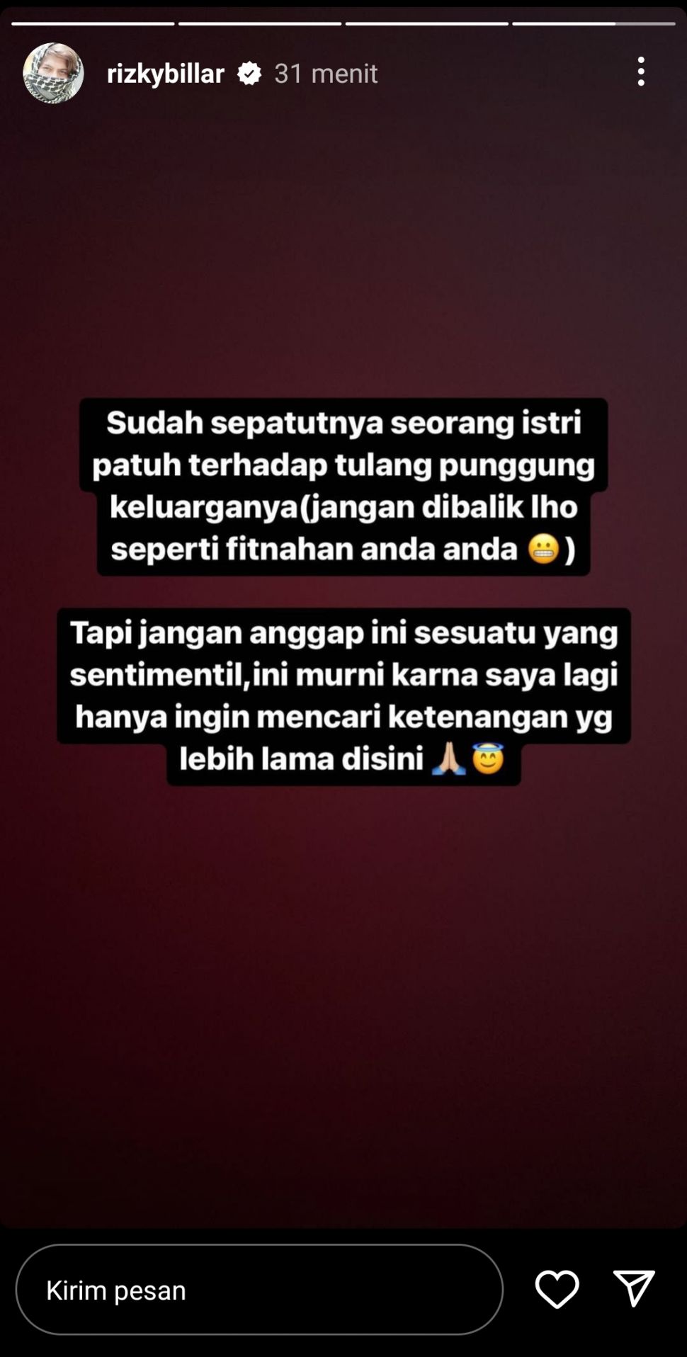 Unggahan Rizky Billar (Instagram Rizky Billar)