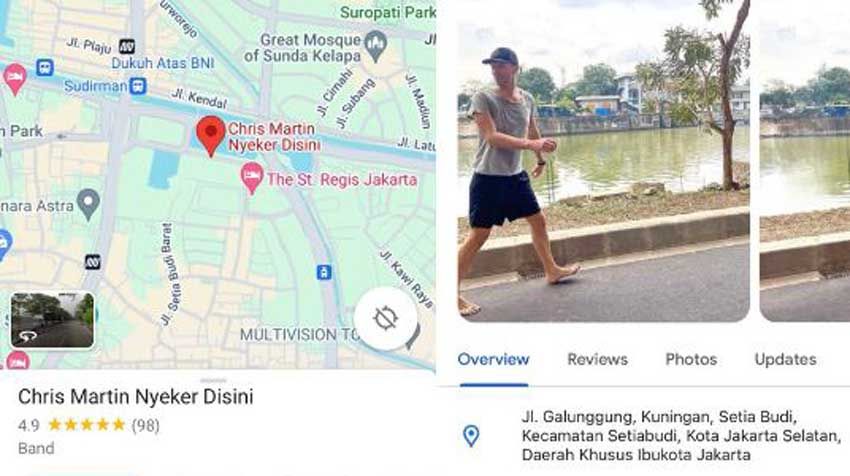 Viral Lokasi Chris Martin Jalan Kaki Masuk Google Maps, Jadi Jalur Wisata?